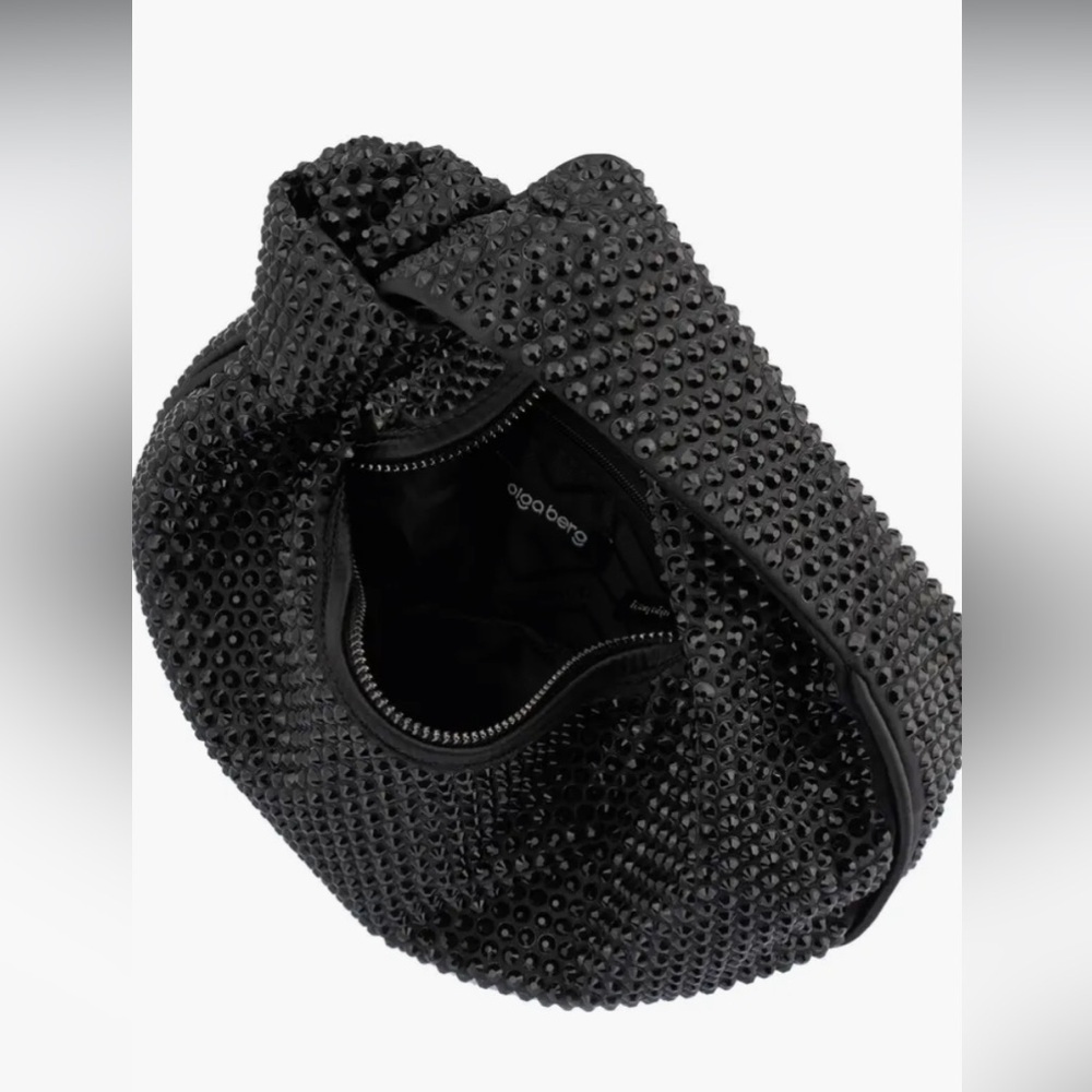 Juliana Crystal Top Handle Bag Olga Berg Black Evening Designer Croissant Mini — image 3 of 8